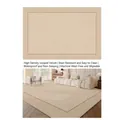 Beige cream high-density loop velvet rug with geometric weave and dark border - Loop Pile Cotton Fabric - Claf [light French Style] / 200cm X 300cm [upgraded Five-proof Fabric]