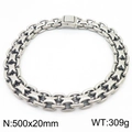 Collana a catena piatta punk industriale da 20mm in acciaio argento vintage pesante - Collana in Argento Antico