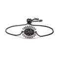 Adjustable evil eye bracelet in gunmetal finish with micro-p镶 inlaid colorful zircons - Evil Eye - Colorful Zircon - Gun Black Metal Chain