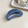 Elegant denim blue acetate hair claw clip with stylish curved design for women hair - Light Denim Blue Crescent