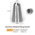 304 stainless steel piping tip model D42 with seamless 8-tooth design and size specs - D42 (8-Teeth)