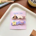 Cute Japanese cartoon puppy and star hair clip set in cream and lavender colors - 18# Dog Star Set