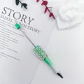 Penna a sfera fai-da-te con sfumatura verde e intarsio di perle e strass luccicanti - Verde Gradiente Perlato