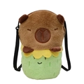 Cute Capybara plush crossbody bag for women with adjustable strap on white background - Green