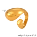 Polished gold teardrop geometric open ring in titanium steel size 6 to 8 - US 7 / Waterdrop Open Ring (A588) / Gold