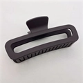 Detail of square matte finish hair claw clip in dark brown and black on white fabric - Large (13CM) / Dark Coffee