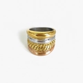 Modern multi-layer mixed metal ring with 18K gold and silver polished stacking bands - US 8 / Three Colors