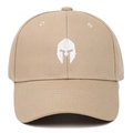 Berretto da baseball kaki con logo ricamato bianco del casco spartano sul fronte - Regolabile / Kaki