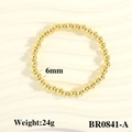 Minimalist 18K gold-plated beaded elastic bracelet featuring 6mm polished metal spheres - 6mm / Gold
