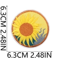 Macro detail of sun embroidery patch showing fine stitching and 6.3cm measurement - Style 3 (Blue Wave Sun)