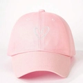 Cappellino da baseball rosa con cuore ricamato bianco e cinturino regolabile - Taglia unica / Rosa