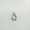 Silver 18K plated pendant with an oval white abalone shell inlay on white background - Irregular Oval / White Gold / White Mother of Pearl