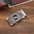Men's zinc alloy automatic belt buckle featuring a silver leopard relief and vintage patterns - Style 3 (Silver Buckle)