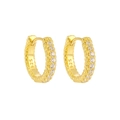 Eleganti orecchini a cerchio in argento S925 dorato con pietre di zircone bianco lucido - Argento 925 / Oro 18K