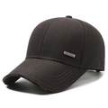 Gorra de béisbol para hombre café oscuro con tela texturizada y detalle metálico sport - Ajustable / Gris
