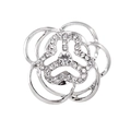 Spilla fiore in argento con strass scintillanti e un grande cristallo centrale - Argento (C667-B)