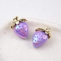 Iridescent purple strawberry crystal pendant with golden leaf cap for DIY jewelry - Solid Purple - Strawberry
