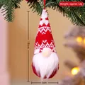 Knitted Christmas gnome ornament with red snowflake hat and long white beard for tree decor - Style K