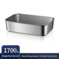 1700ML stainless steel food container without lid measuring 22.8x15.3x5.9cm - 201 Large (No Lid/1700ML)