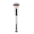 Dual-ended marble makeup brush with soft synthetic bristles and silver metal ferrules - Marble Pattern - Double-Ended Foundation Brush