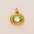Gold stainless steel oval pendant with light green zircon birthstone for necklaces - August Oval Birthstone Pendant Only (Without Chain)