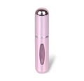 Portable 5ml refillable perfume spray bottle in metallic pink with clear window - Hot Pink