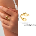 Golden hug gesture open ring in titanium steel with detailed size and weight specs - Gold 29