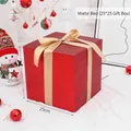 Matte red 25cm square gift box with golden ribbon for Christmas scene decoration - 25cm Matte Red Gift Box