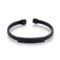 Minimalist black twisted wire cable cuff bracelet for men with matte rectangle detail - Black (KB148612-KLHQ)
