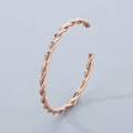 Minimalist twisted rope cuff bracelet in rose gold finish with open C-shape design - Style A Twisted Rope Texture (KB184847-KFC) / Rose Gold
