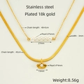 Collar de doble capa en acero inoxidable chapado en oro 18K con perlas y dije ginkgo - Estilo Doble Capa Perla Hoja de Ginkgo Dorado (ZYG061) / Dorado