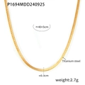 Detailed view of golden titanium steel snake chain with 40 plus 5cm length specifications - Gold Chain (P1694)