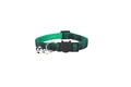 Dark green plaid pet collar with a bowknot, silver bell, and cat-shaped safety buckle - Basic Style / Green