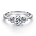 925 silver sterling ring with round-cut central diamond and side accents in silver finish - Tl-427