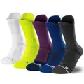 Antislip heren sportsokken in wit, neongeel, blauw en zwart voor basketbal gebruik - Eén maat 39-47 / Meerkleurig