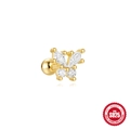 Elegant gold S925 sterling silver butterfly stud earring featuring clear cubic zirconia - Single Gold Butterfly