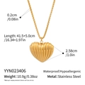 Dimensions détaillées du collier avec pendentif cœur doré en acier inoxydable - Cœur à Texture Plissée (YYN023406)