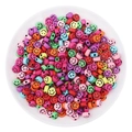 Mix of colorful acrylic smiley face round flat beads for DIY bracelet and jewelry making - 50 Pieces/Pack (10mm x 6mm) / Solid Multicolor Black