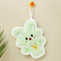 Cute light green rabbit hanging hand towel made of ultra soft thick coral fleece - Lucky Rabbit Green