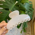 Classic large cream white hair claw clip for long hair with elegant resin finish - 10cm Yuanbao Claw / Jelly White