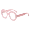 Modische rosa übergroße Rundbrille mit goldenen Nietendetails für Damen Mode - Rosa