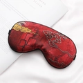 Silk sleep mask in Chinese red with golden cloud patterns and black elastic strap - Ethnic Style-Red Lucky Cloud
