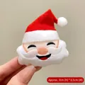 Cute plush Santa Claus brooch with embroidery details measuring 7cm in height - Smiling Santa Claus