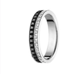Quatre style ring in silver finish with black ceramic band and pave set diamonds - US 6 / Style 3