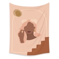 Detail of bohemian tapestry featuring abstract female profile in Morandi colors - 73X95CM (Cross-border Brushed Style) / Morandi Long-haired Female (ZJ521-1)