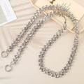 Chic smokey grey heart-shaped beaded crossbody phone strap with silver spring rings - Grey Black