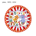 Carnival circus themed disposable paper plates with lion and elephant for kids party - Large Printed Paper Plates
