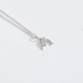 Silver ocean style dolphin pendant necklace with white crystals on a dainty chain - Silver Dolphin