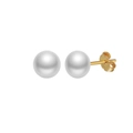 Classic S925 sterling silver stud earrings with round white freshwater pearls - 4.5-5mm Pearl/14K Gold Plated