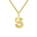 2mm vergoldete kubanische Kette mit einem texturierten 3D-Buchstabe S Anhänger - Gold (S)